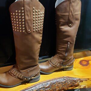 Cleopatra Studded Brown Boots